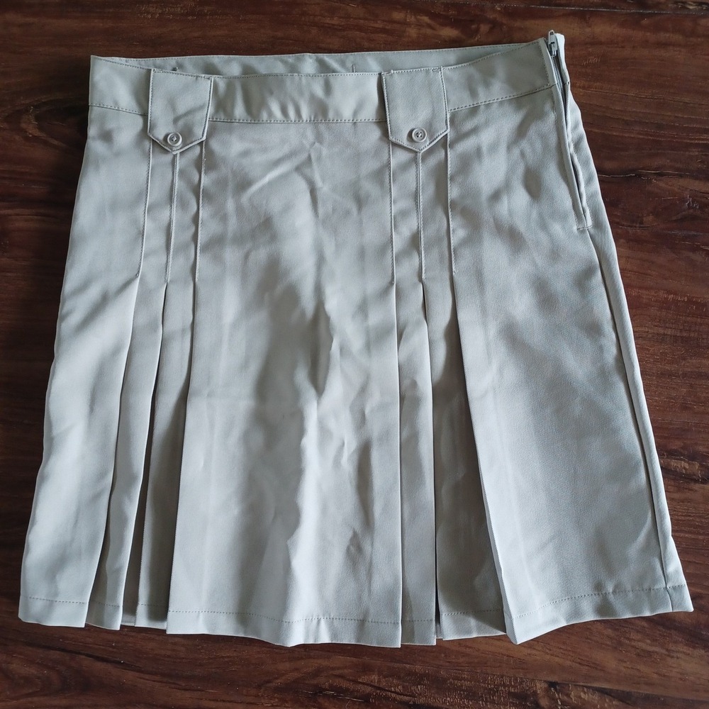 French Toast Girls Khaki Pleated School Uniform Skirt Size 16 Adjustable Waist - Picture 6 of 8